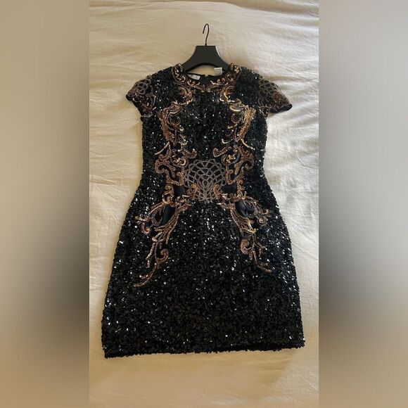 Black and Gold Sequin Dress - Picture 11 of 14
